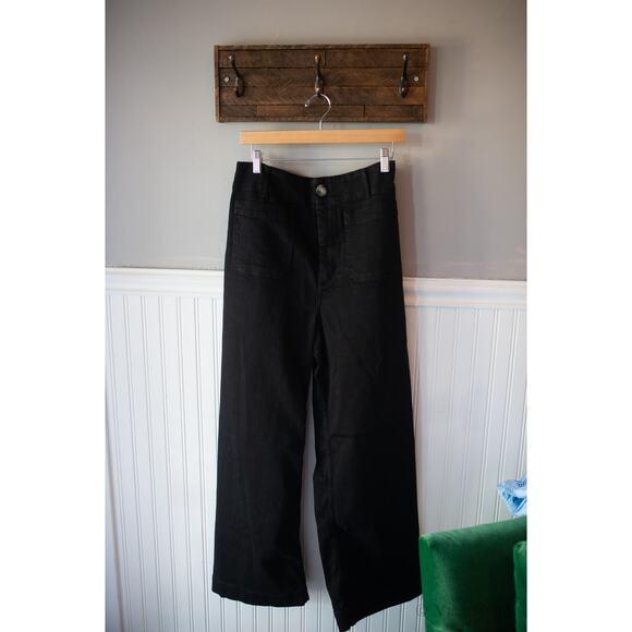 Anthropologie The Denim Colette Cropped Wide-Leg Jeans 25 Tall Black NEW - Picture 3 of 5